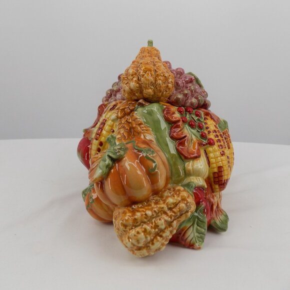 Fitz & Floyd Bountiful Harvest Cornucopia Cookie Jar Fall Decor Original Box - Picture 5 of 11